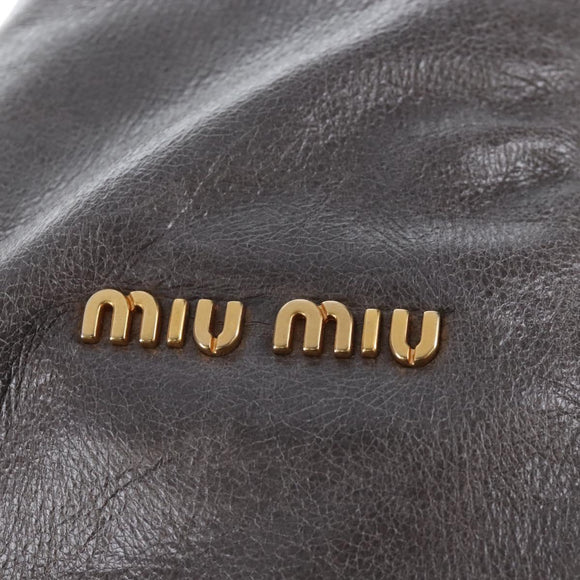Miu Miu Hand Bag Leather 2way Gray Gold Auth 167671M