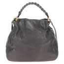Miu Miu Hand Bag Leather 2way Gray Gold Auth 167671M-2
