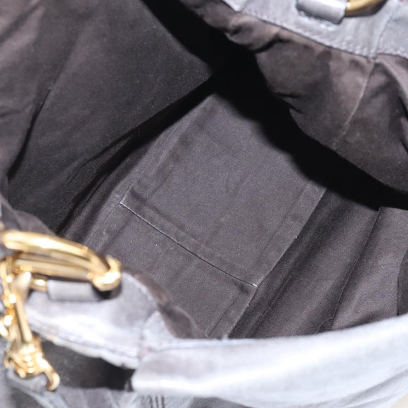 Miu Miu Hand Bag Leather 2way Gray Gold Auth 167671M