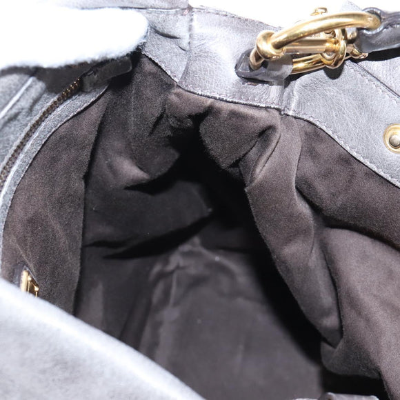 Miu Miu Hand Bag Leather 2way Gray Gold Auth 167671M
