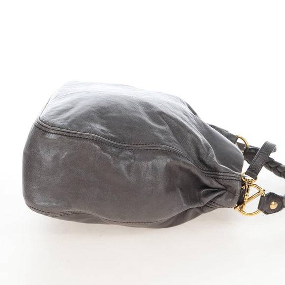 Miu Miu Hand Bag Leather 2way Gray Gold Auth 167671M