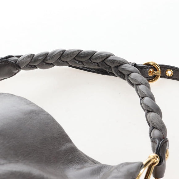 Miu Miu Hand Bag Leather 2way Gray Gold Auth 167671M