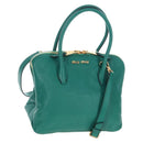 Miu Miu Hand Bag Leather 2way Green Gold Auth 167672M-1