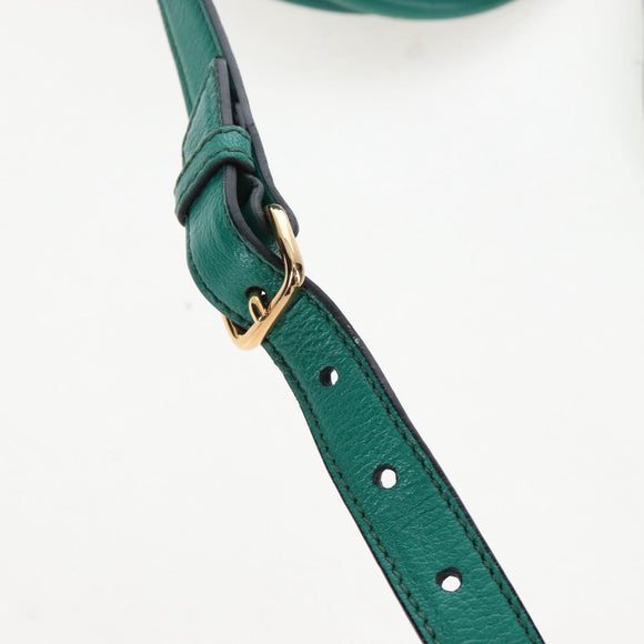 Miu Miu Hand Bag Leather 2way Green Gold Auth 167672M