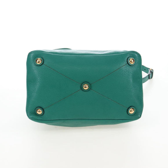 Miu Miu Hand Bag Leather 2way Green Gold Auth 167672M