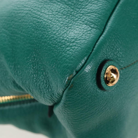 Miu Miu Hand Bag Leather 2way Green Gold Auth 167672M