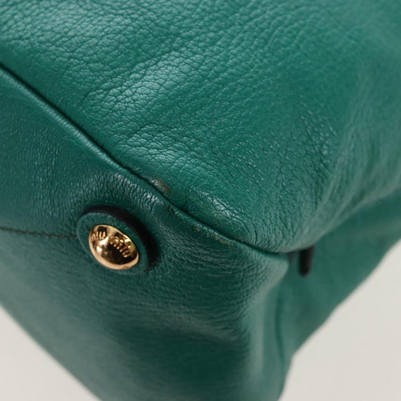 Miu Miu Hand Bag Leather 2way Green Gold Auth 167672M
