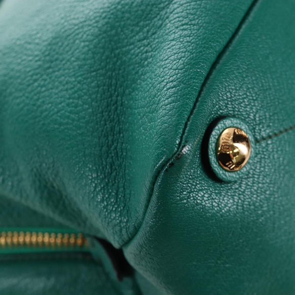 Miu Miu Hand Bag Leather 2way Green Gold Auth 167672M