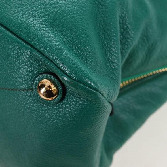 Miu Miu Hand Bag Leather 2way Green Gold Auth 167672M