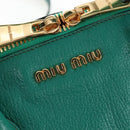 Miu Miu Hand Bag Leather 2way Green Gold Auth 167672M-20