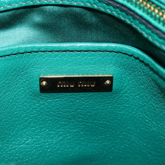 Miu Miu Hand Bag Leather 2way Green Gold Auth 167672M