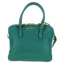 Miu Miu Hand Bag Leather 2way Green Gold Auth 167672M-13