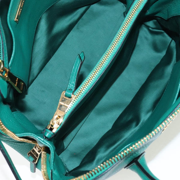Miu Miu Hand Bag Leather 2way Green Gold Auth 167672M