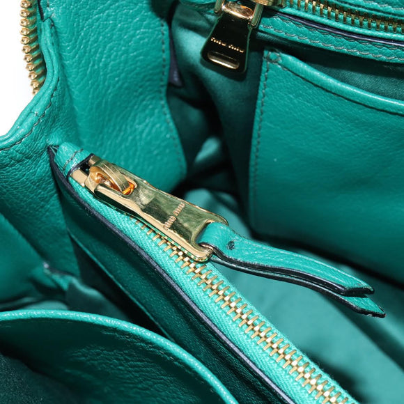 Miu Miu Hand Bag Leather 2way Green Gold Auth 167672M