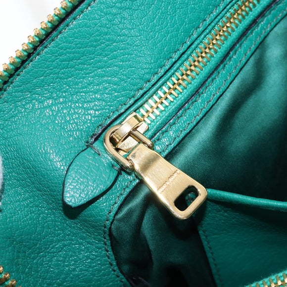 Miu Miu Hand Bag Leather 2way Green Gold Auth 167672M