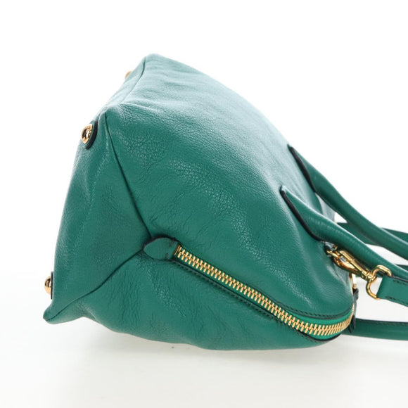 Miu Miu Hand Bag Leather 2way Green Gold Auth 167672M