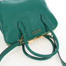 Miu Miu Hand Bag Leather 2way Green Gold Auth 167672M-6