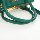 Miu Miu Hand Bag Leather 2way Green Gold Auth 167672M-7