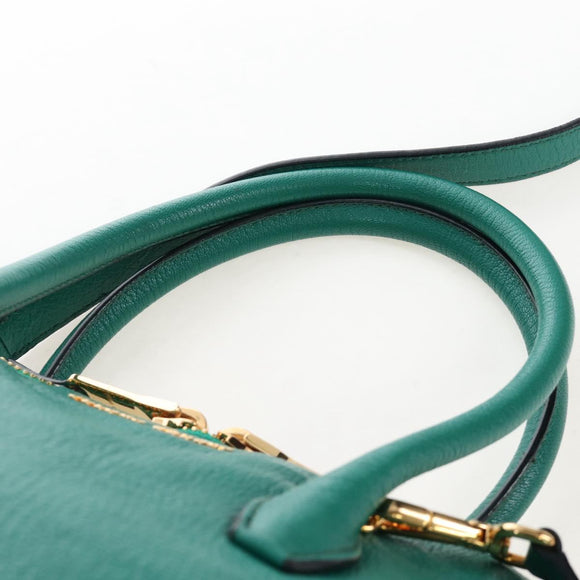 Miu Miu Hand Bag Leather 2way Green Gold Auth 167672M