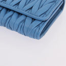 Miu Miu Matelasse Long Wallet Leather Blue Gold Auth 167673M-15