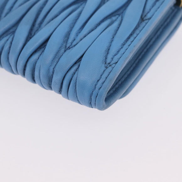 Miu Miu Matelasse Long Wallet Leather Blue Gold Auth 167673M