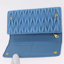 Miu Miu Matelasse Long Wallet Leather Blue Gold Auth 167673M-19