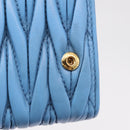 Miu Miu Matelasse Long Wallet Leather Blue Gold Auth 167673M-20