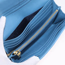 Miu Miu Matelasse Long Wallet Leather Blue Gold Auth 167673M-9