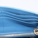 Miu Miu Matelasse Long Wallet Leather Blue Gold Auth 167673M-24