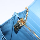 Miu Miu Matelasse Long Wallet Leather Blue Gold Auth 167673M-26