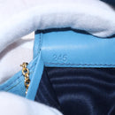 Miu Miu Matelasse Long Wallet Leather Blue Gold Auth 167673M-11