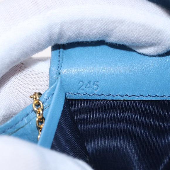Miu Miu Matelasse Long Wallet Leather Blue Gold Auth 167673M