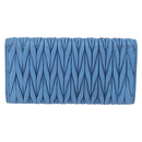 Miu Miu Matelasse Long Wallet Leather Blue Gold Auth 167673M-2