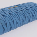 Miu Miu Matelasse Long Wallet Leather Blue Gold Auth 167673M-8