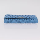 Miu Miu Matelasse Long Wallet Leather Blue Gold Auth 167673M-6