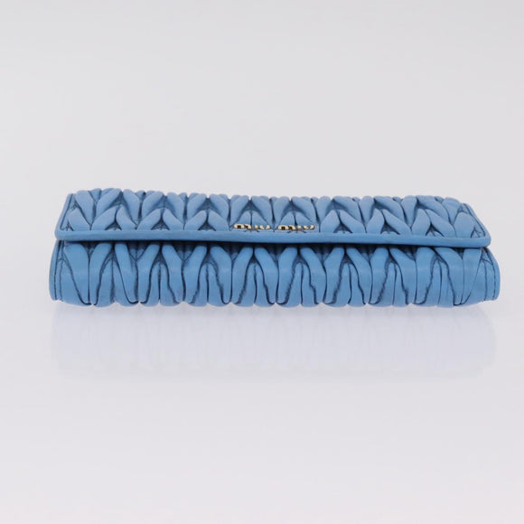 Miu Miu Matelasse Long Wallet Leather Blue Gold Auth 167673M