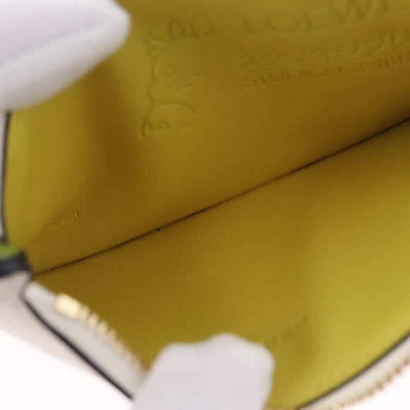LOEWE x Studio Ghibli Mr. Otori Card Case Leather Beige Gold Auth 167674SM