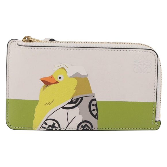 LOEWE x Studio Ghibli Mr. Otori Card Case Leather Beige Gold Auth 167674SM
