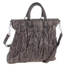 Miu Miu Hand Bag Leather 2way Gray Silver Auth 167675A-1