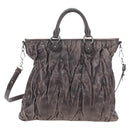 Miu Miu Hand Bag Leather 2way Gray Silver Auth 167675A-13