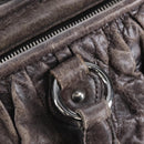 Miu Miu Hand Bag Leather 2way Gray Silver Auth 167675A-22