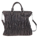 Miu Miu Hand Bag Leather 2way Gray Silver Auth 167675A-3