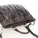 Miu Miu Hand Bag Leather 2way Gray Silver Auth 167675A-7