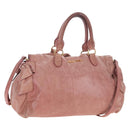 Miu Miu Hand Bag Leather 2way Pink Gold Auth 167676M-1