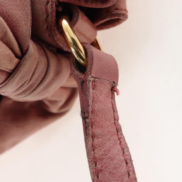 Miu Miu Hand Bag Leather 2way Pink Gold Auth 167676M