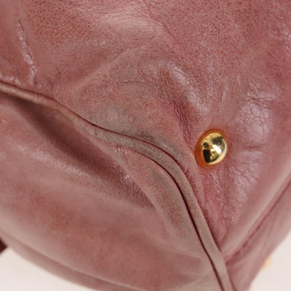 Miu Miu Hand Bag Leather 2way Pink Gold Auth 167676M
