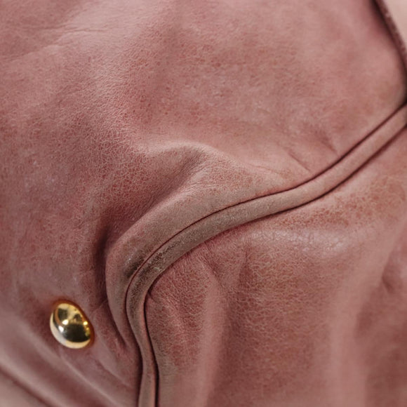 Miu Miu Hand Bag Leather 2way Pink Gold Auth 167676M
