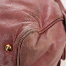Miu Miu Hand Bag Leather 2way Pink Gold Auth 167676M-21