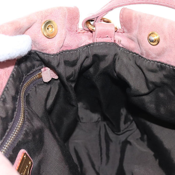 Miu Miu Hand Bag Leather 2way Pink Gold Auth 167676M
