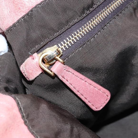 Miu Miu Hand Bag Leather 2way Pink Gold Auth 167676M